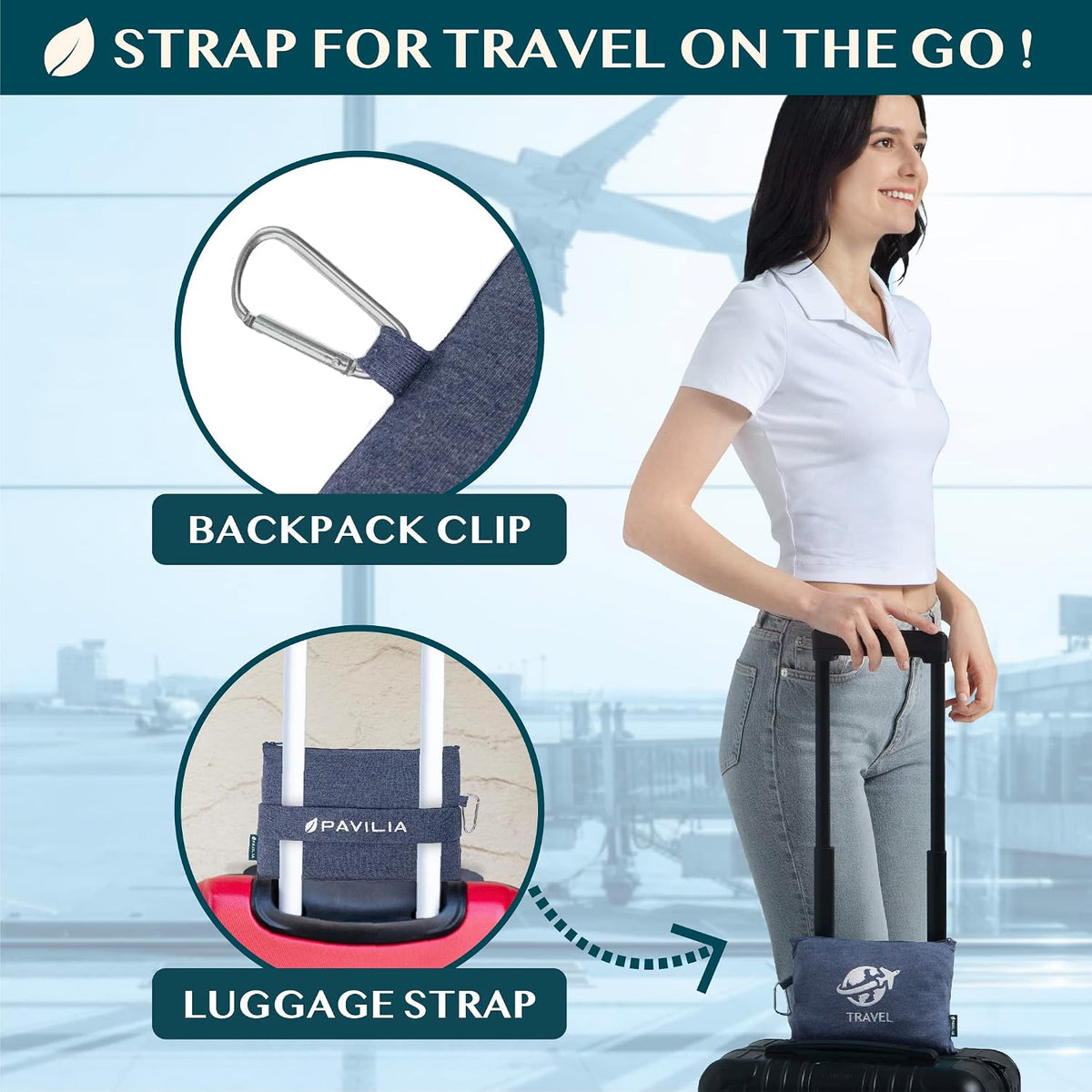 Travel Blanket Airplane Compact Pillow with Bag for Flights, Teal
