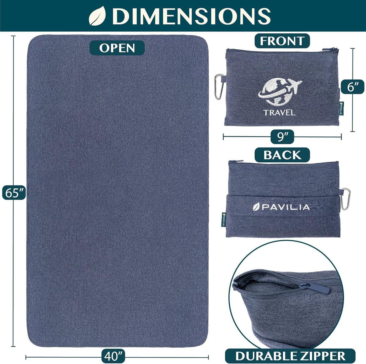 Travel Blanket Airplane Compact Pillow with Bag for Flights, Teal