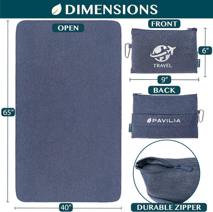 Travel Blanket Airplane Compact Pillow with Bag for Flights, Teal