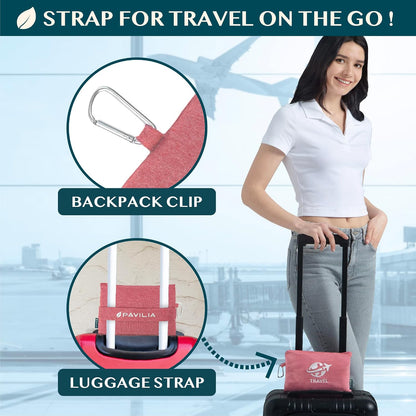 Travel Blanket Airplane Compact Pillow with Bag for Flights, Teal