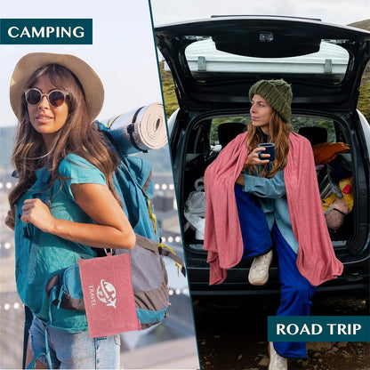 Travel Blanket Airplane Compact Pillow with Bag for Flights, Teal