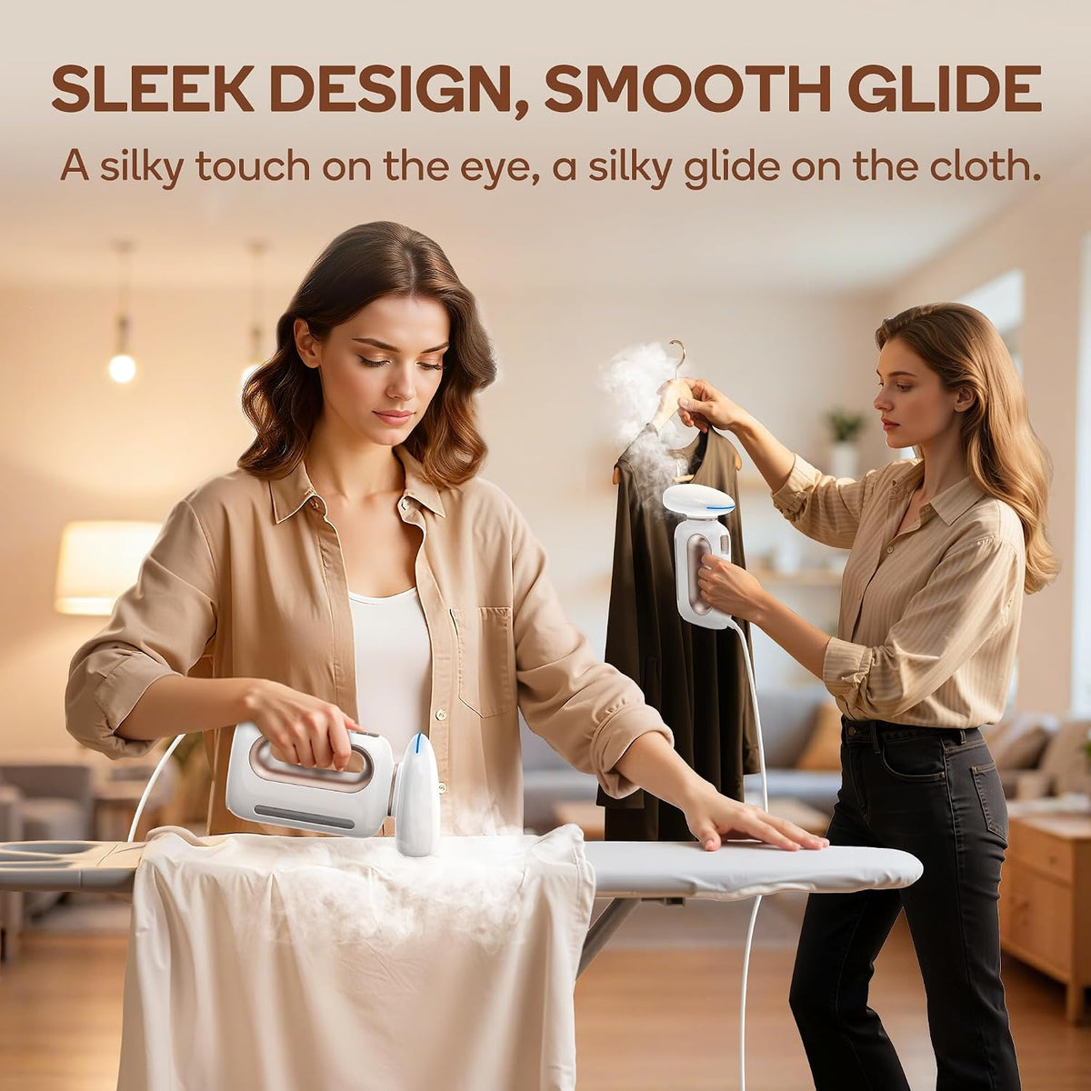 850W Handheld Fabric Steamer for 120V, Sleek Dual-Tone Design