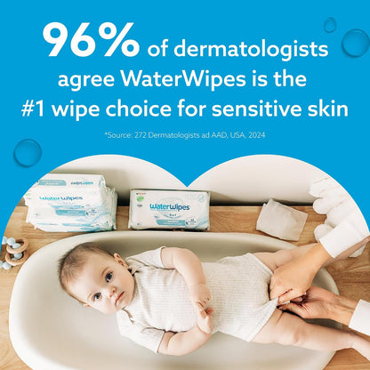 Sensitive+ Newborn & Baby Wipes, 3-In-1 Cleans, Cares, Protects, 99.9% Water, Unscented & Hypoallergenic, 180 Count (3 Packs)