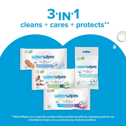 Sensitive+ Newborn & Baby Wipes, 3-In-1 Cleans, Cares, Protects, 99.9% Water, Unscented & Hypoallergenic, 180 Count (3 Packs)