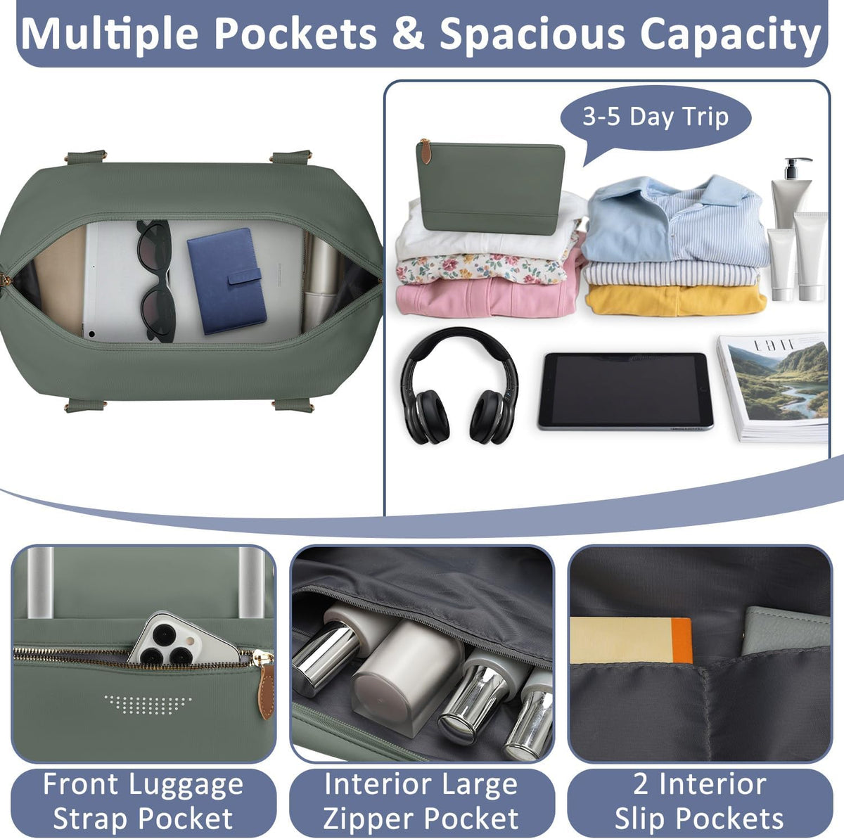 Women Travel Duffle Bags, Weekender Overnight Bag, Hospital Bag