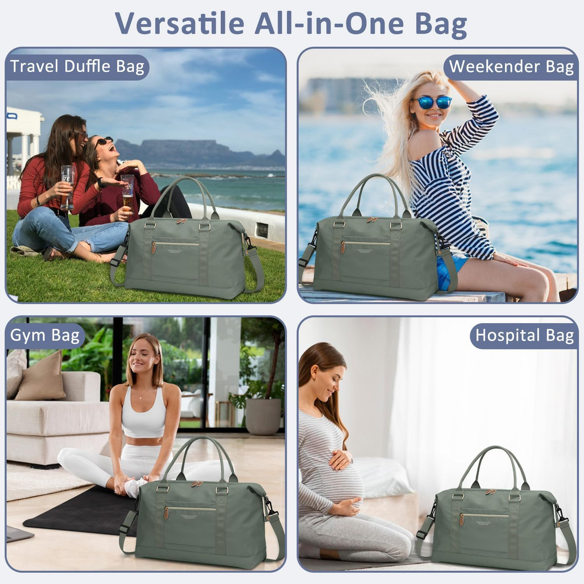 Women Travel Duffle Bags, Weekender Overnight Bag, Hospital Bag