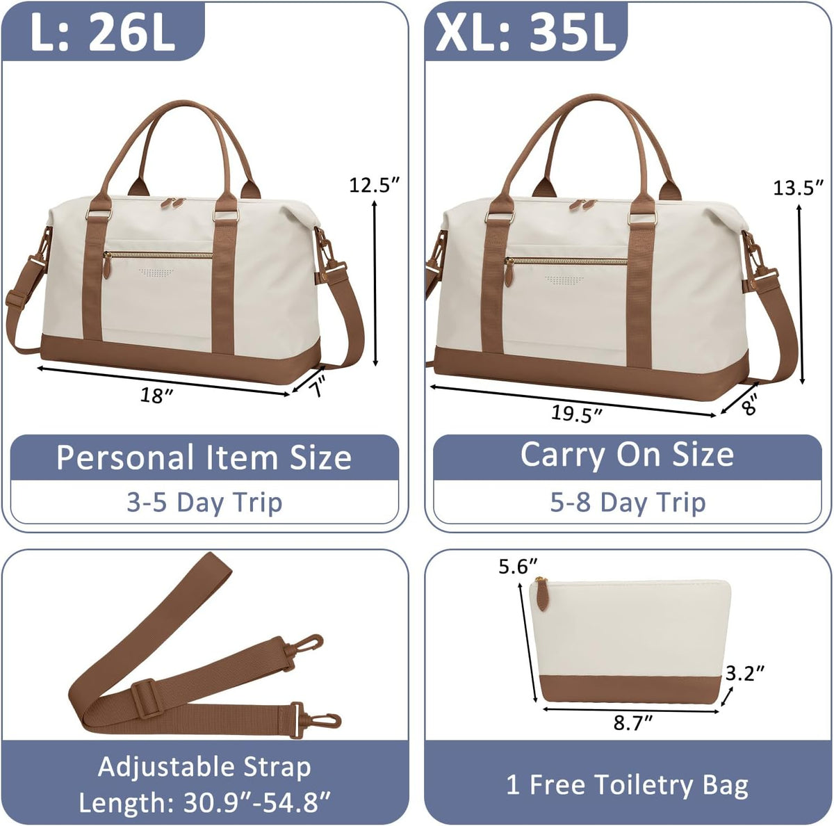 Women Travel Duffle Bags, Weekender Overnight Bag, Hospital Bag
