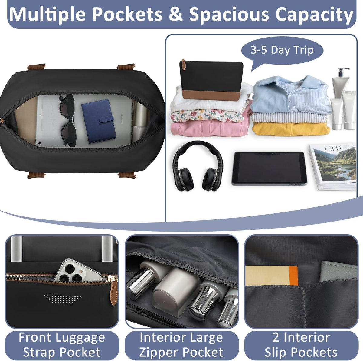 Women Travel Duffle Bags, Weekender Overnight Bag, Hospital Bag