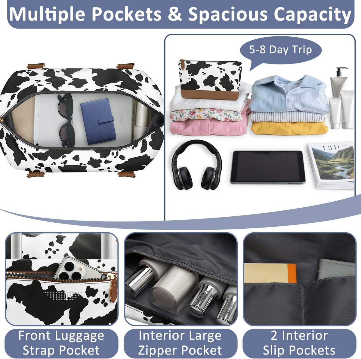 Women Travel Duffle Bags, Weekender Overnight Bag, Hospital Bag