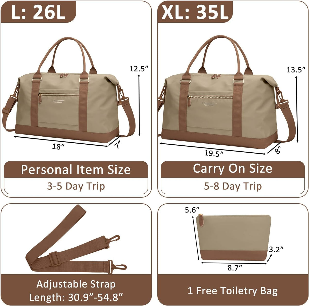 Women Travel Duffle Bags, Weekender Overnight Bag, Hospital Bag
