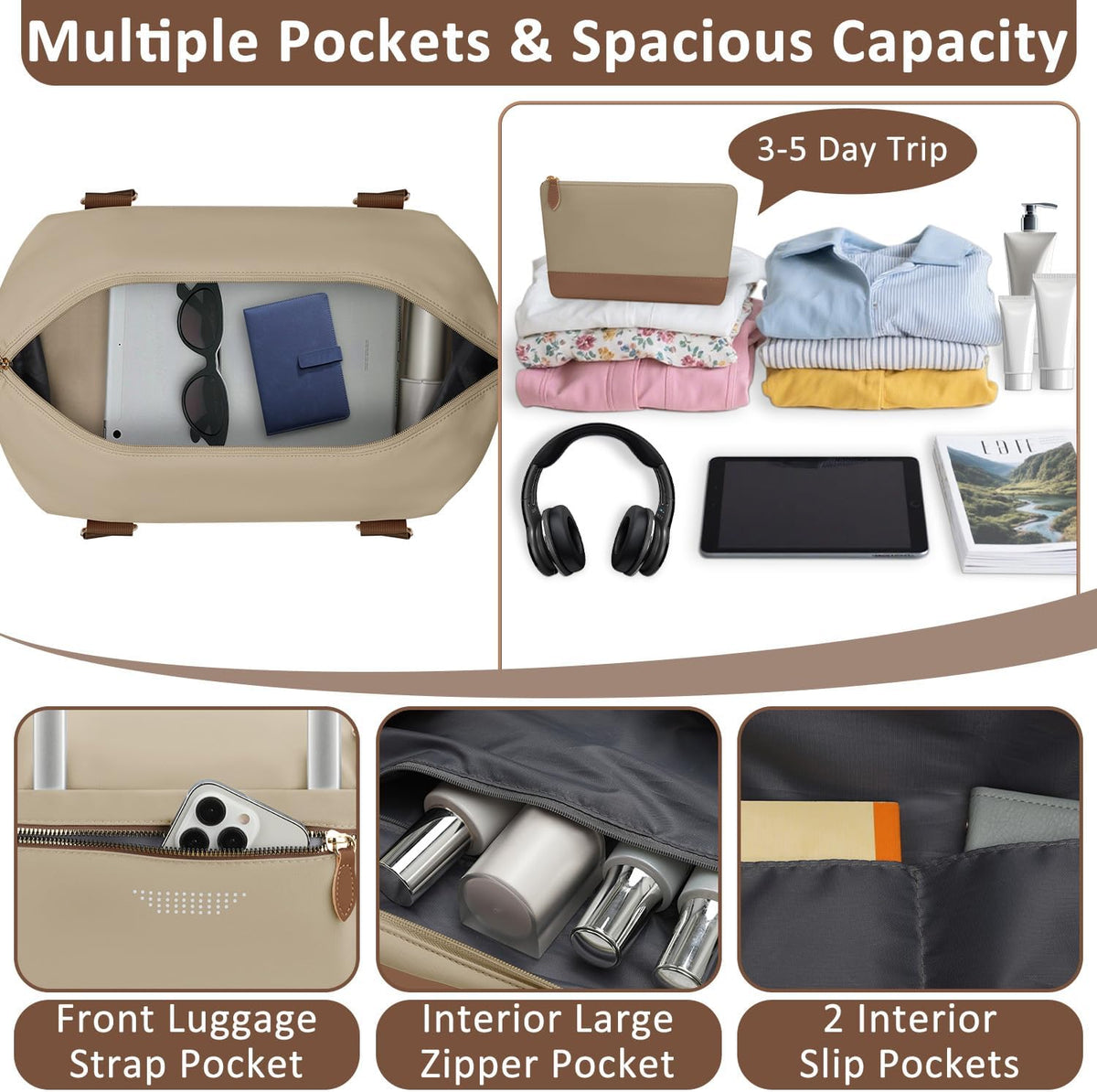 Women Travel Duffle Bags, Weekender Overnight Bag, Hospital Bag