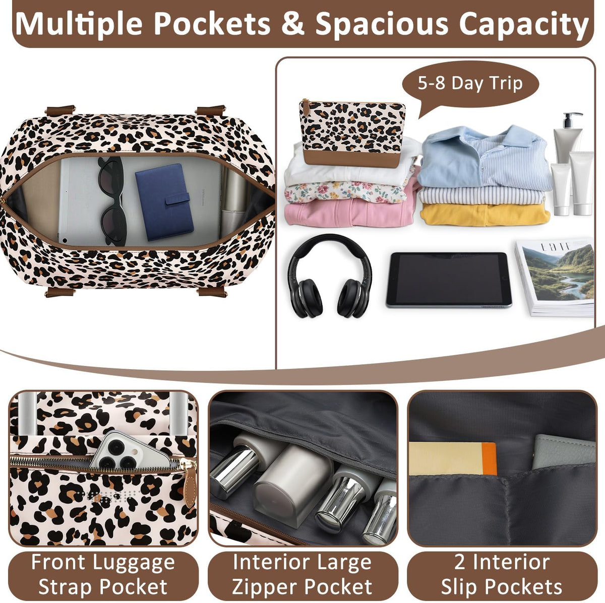 Women Travel Duffle Bags, Weekender Overnight Bag, Hospital Bag