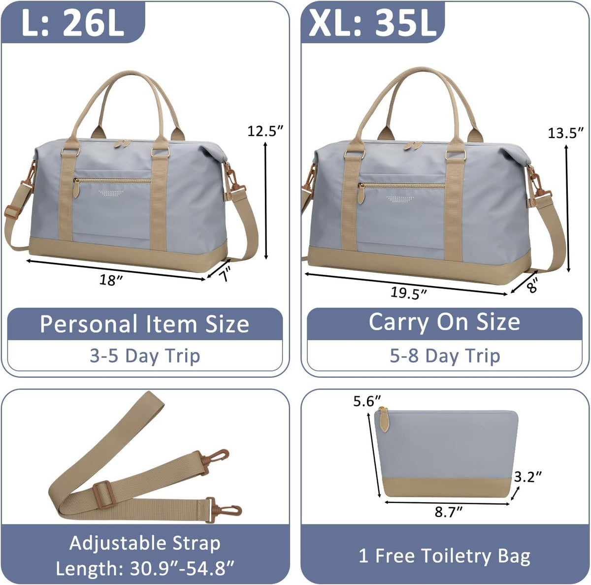 Women Travel Duffle Bags, Weekender Overnight Bag, Hospital Bag