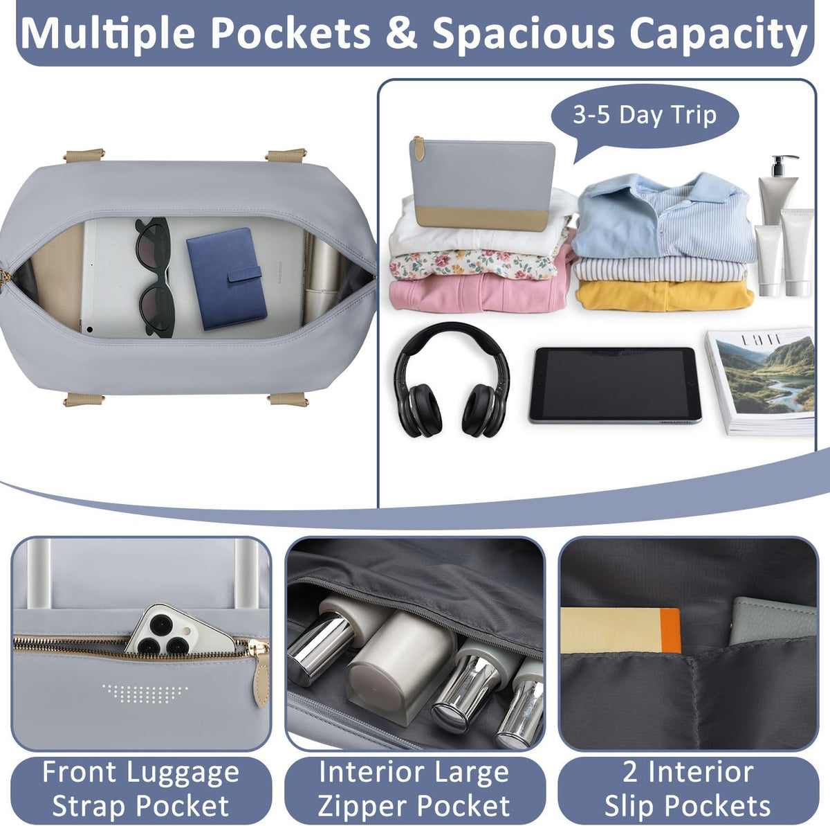 Women Travel Duffle Bags, Weekender Overnight Bag, Hospital Bag