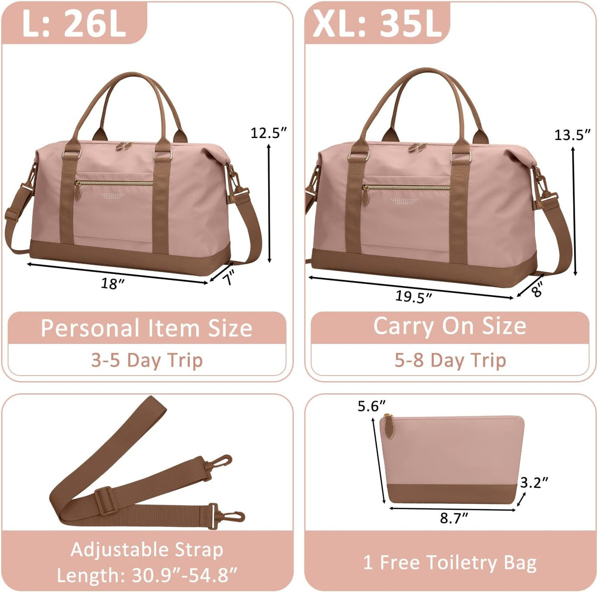 Women Travel Duffle Bags, Weekender Overnight Bag, Hospital Bag