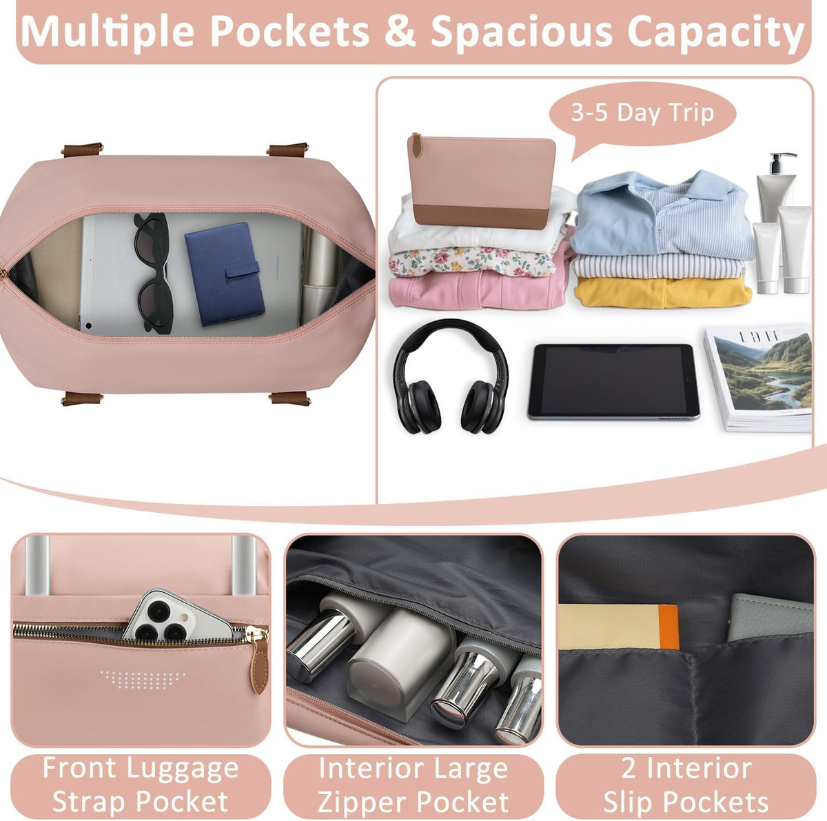 Women Travel Duffle Bags, Weekender Overnight Bag, Hospital Bag