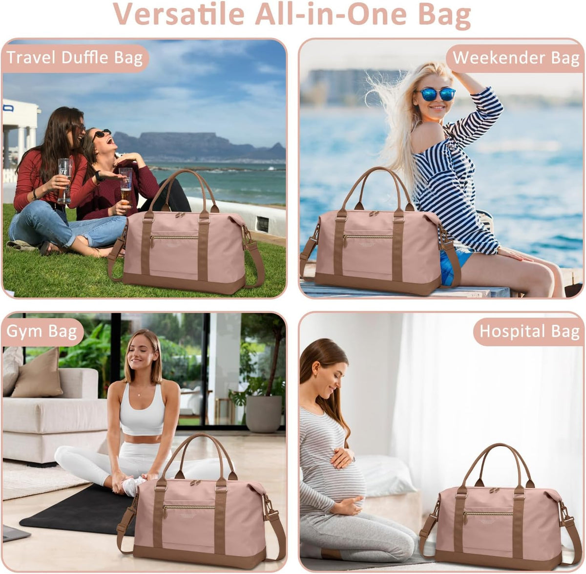 Women Travel Duffle Bags, Weekender Overnight Bag, Hospital Bag
