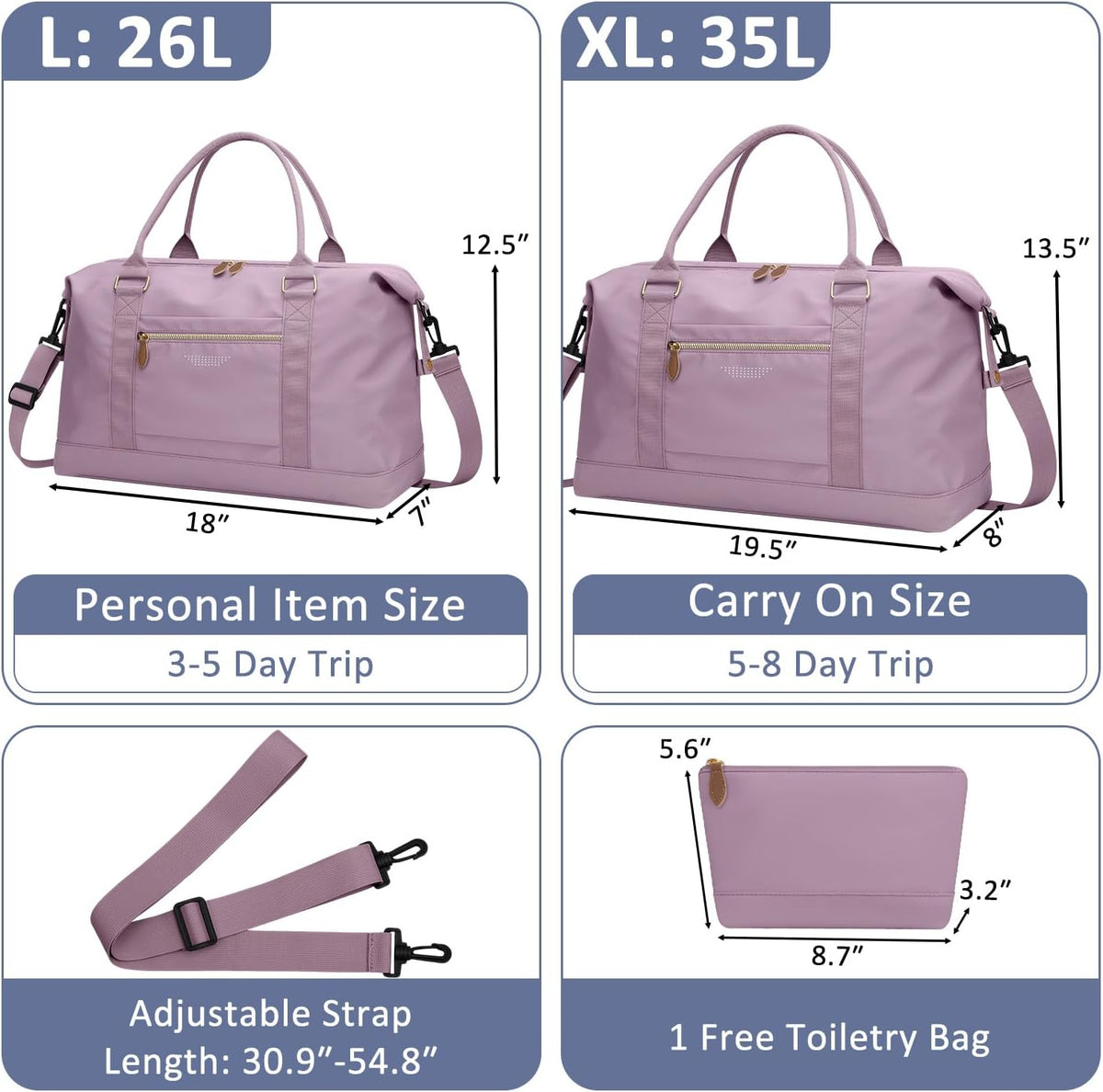 Women Travel Duffle Bags, Weekender Overnight Bag, Hospital Bag