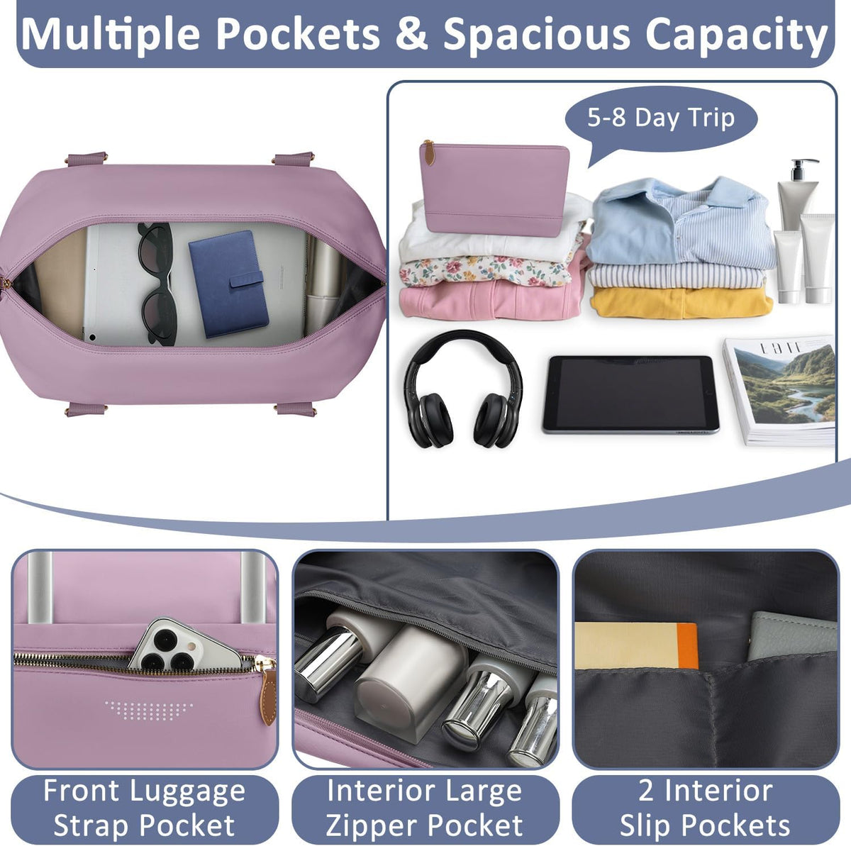 Women Travel Duffle Bags, Weekender Overnight Bag, Hospital Bag