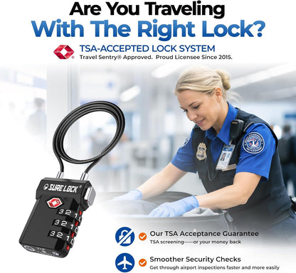 SURE LOCK 3 Digit TSA Approved Luggage Locks