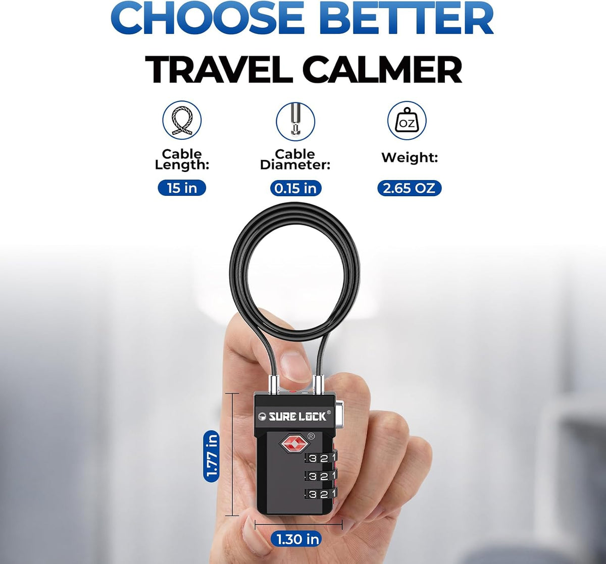 SURE LOCK 3 Digit TSA Approved Luggage Locks