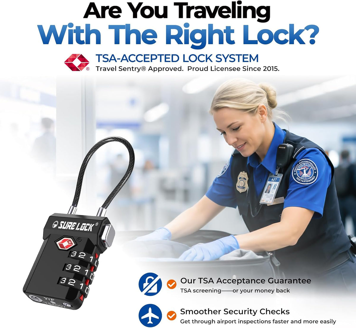 SURE LOCK 3 Digit TSA Approved Luggage Locks