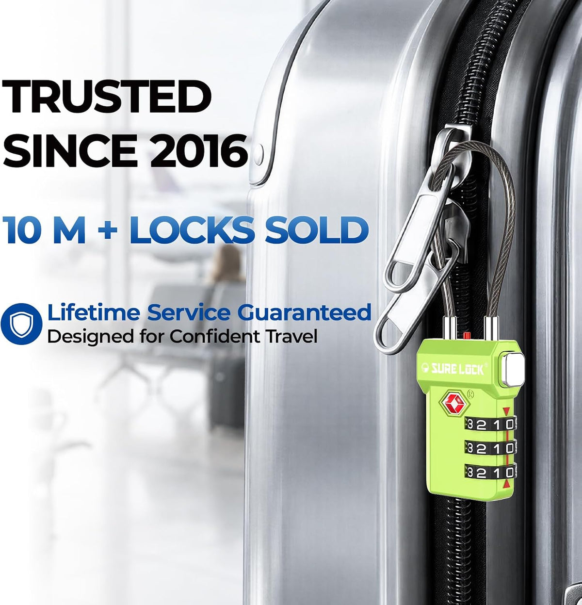 SURE LOCK 3 Digit TSA Approved Luggage Locks
