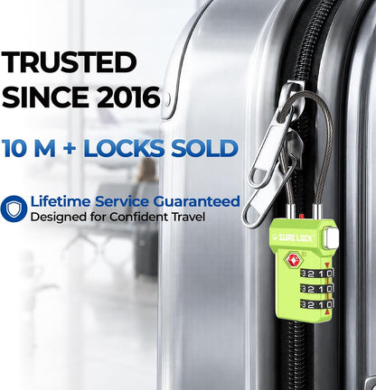 SURE LOCK 3 Digit TSA Approved Luggage Locks