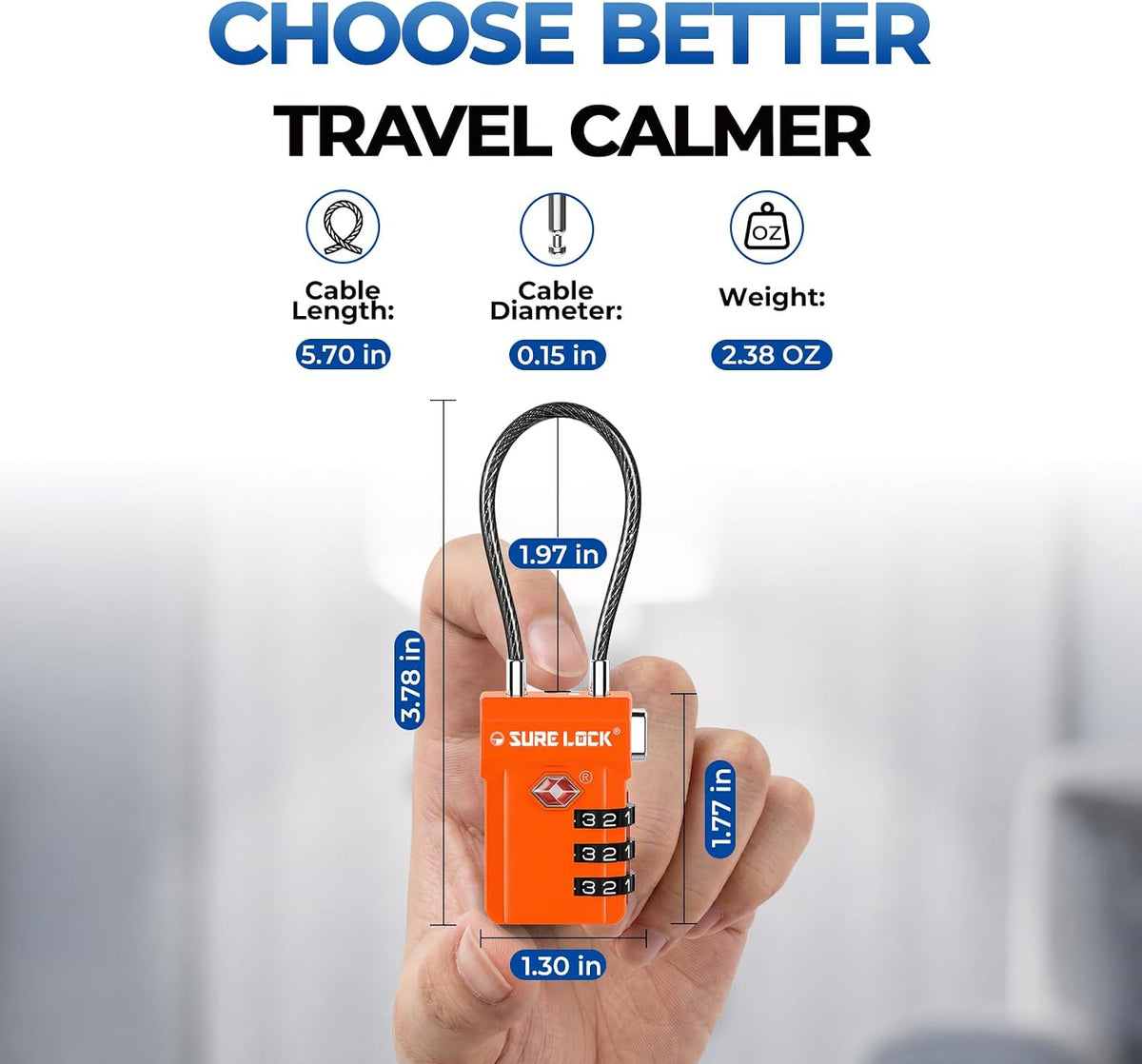 SURE LOCK 3 Digit TSA Approved Luggage Locks