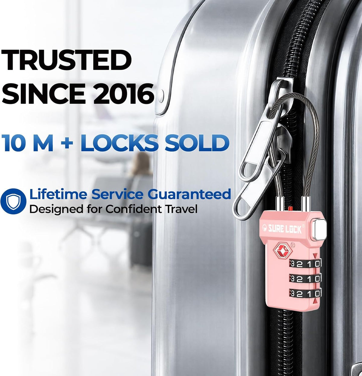 SURE LOCK 3 Digit TSA Approved Luggage Locks