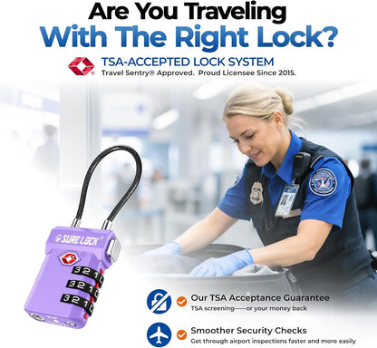 SURE LOCK 3 Digit TSA Approved Luggage Locks