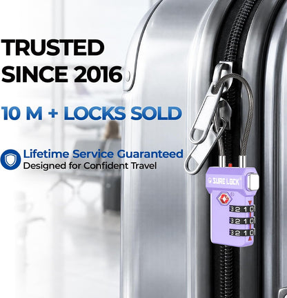 SURE LOCK 3 Digit TSA Approved Luggage Locks