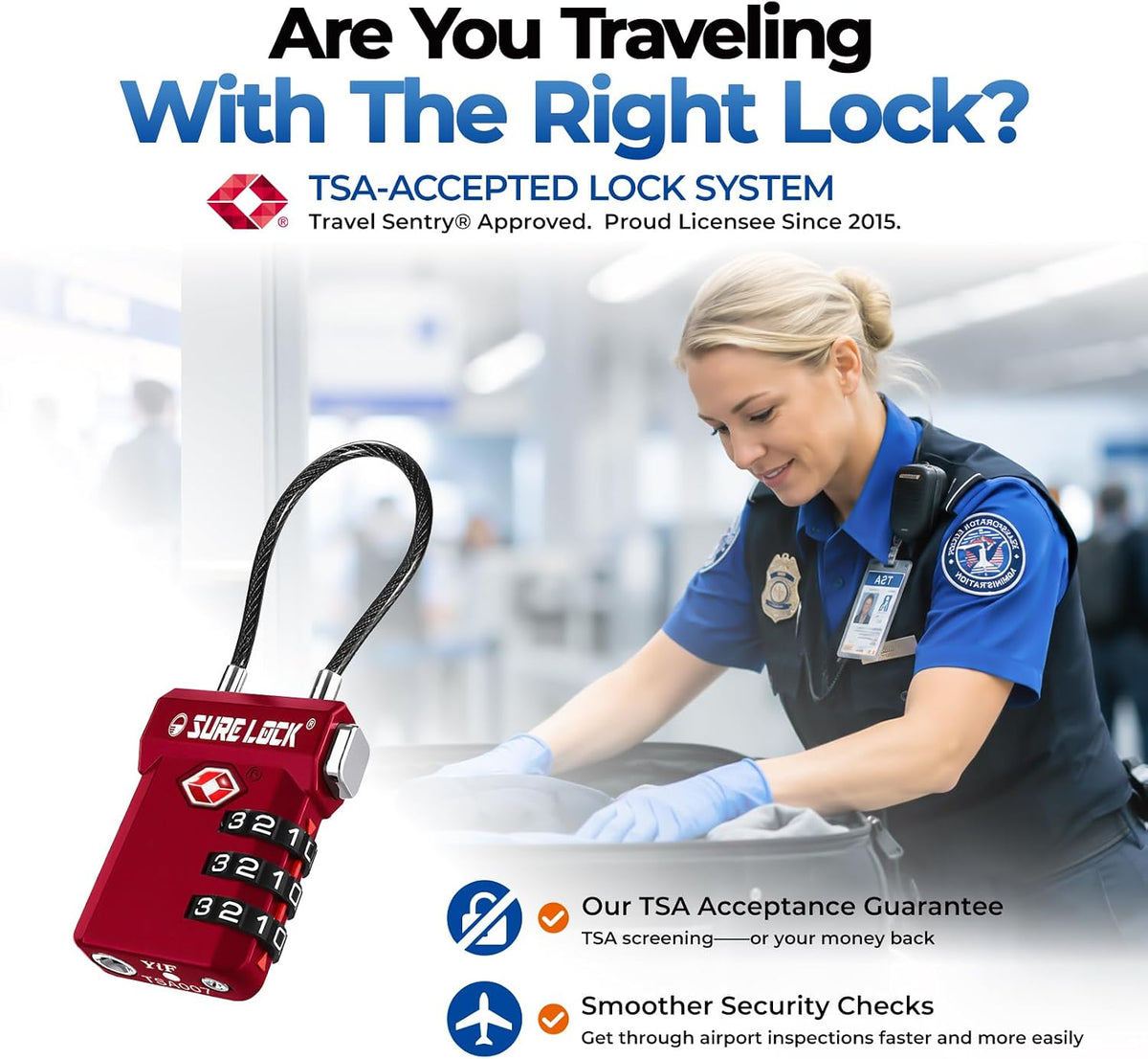 SURE LOCK 3 Digit TSA Approved Luggage Locks