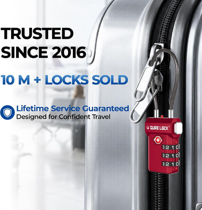 SURE LOCK 3 Digit TSA Approved Luggage Locks