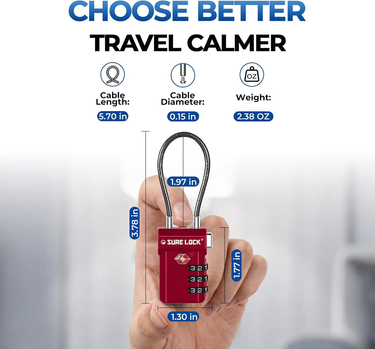 SURE LOCK 3 Digit TSA Approved Luggage Locks