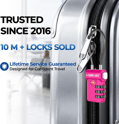 SURE LOCK 3 Digit TSA Approved Luggage Locks