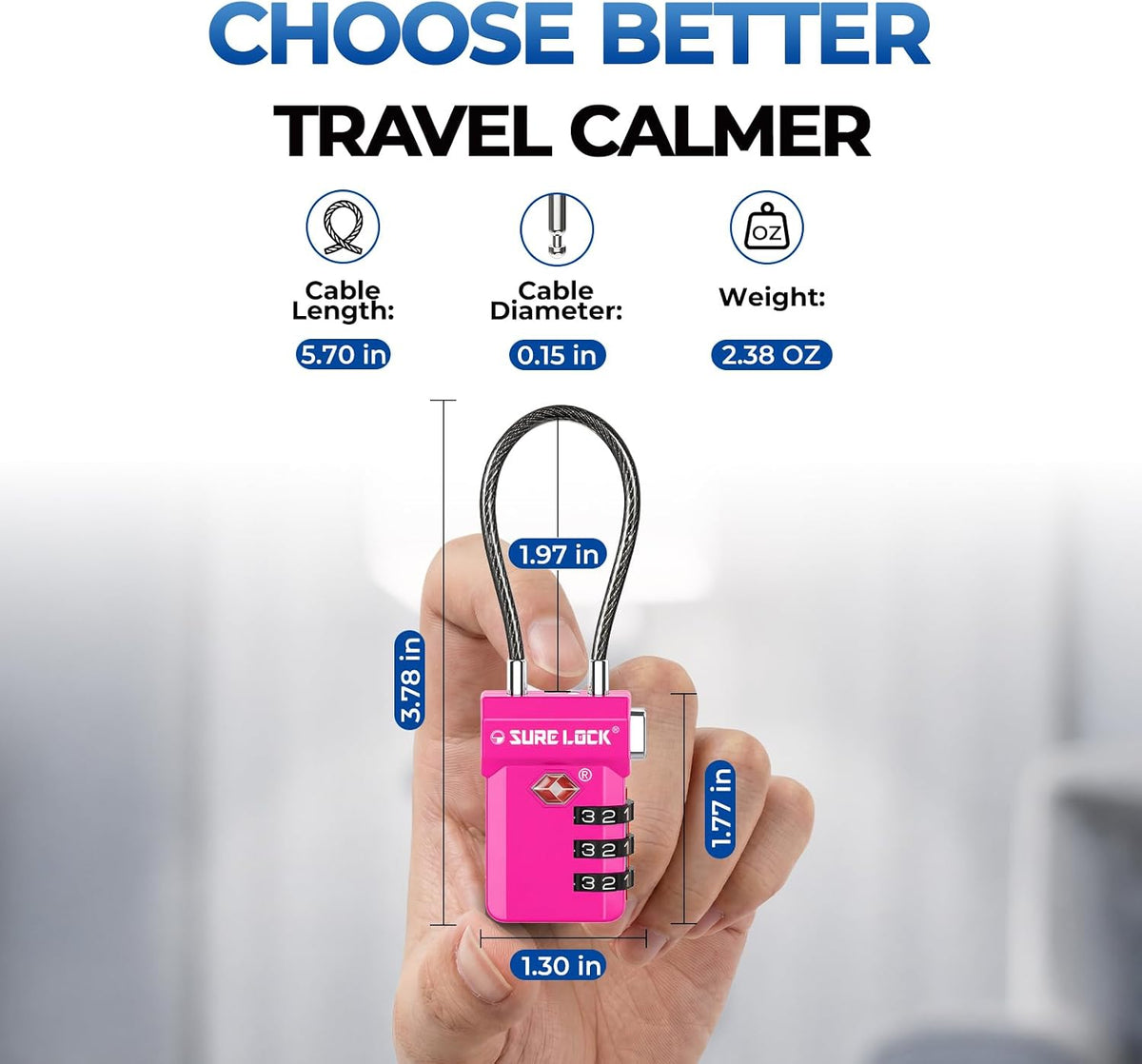 SURE LOCK 3 Digit TSA Approved Luggage Locks