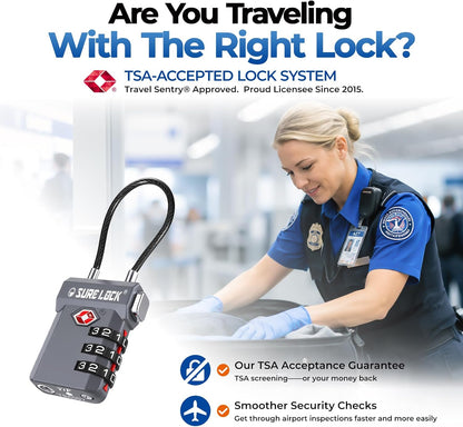 SURE LOCK 3 Digit TSA Approved Luggage Locks