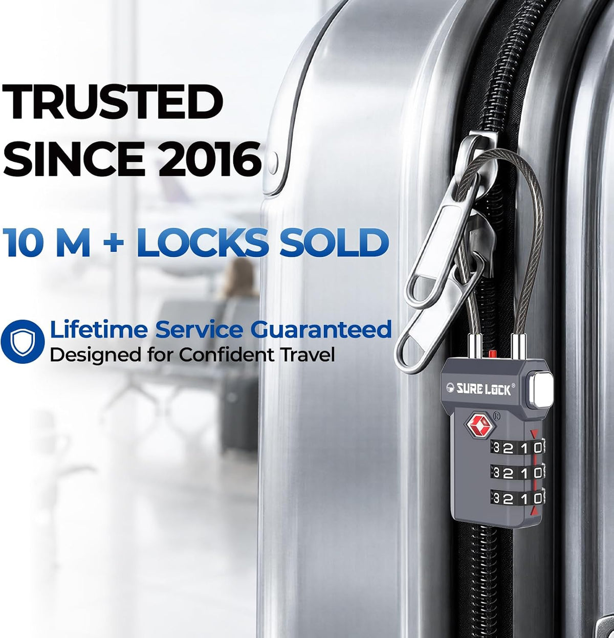 SURE LOCK 3 Digit TSA Approved Luggage Locks