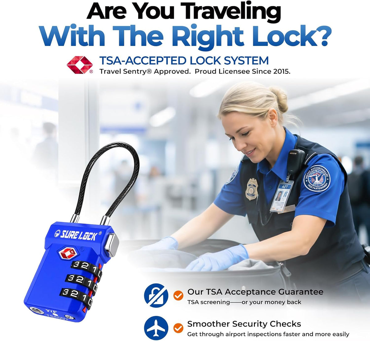 SURE LOCK 3 Digit TSA Approved Luggage Locks