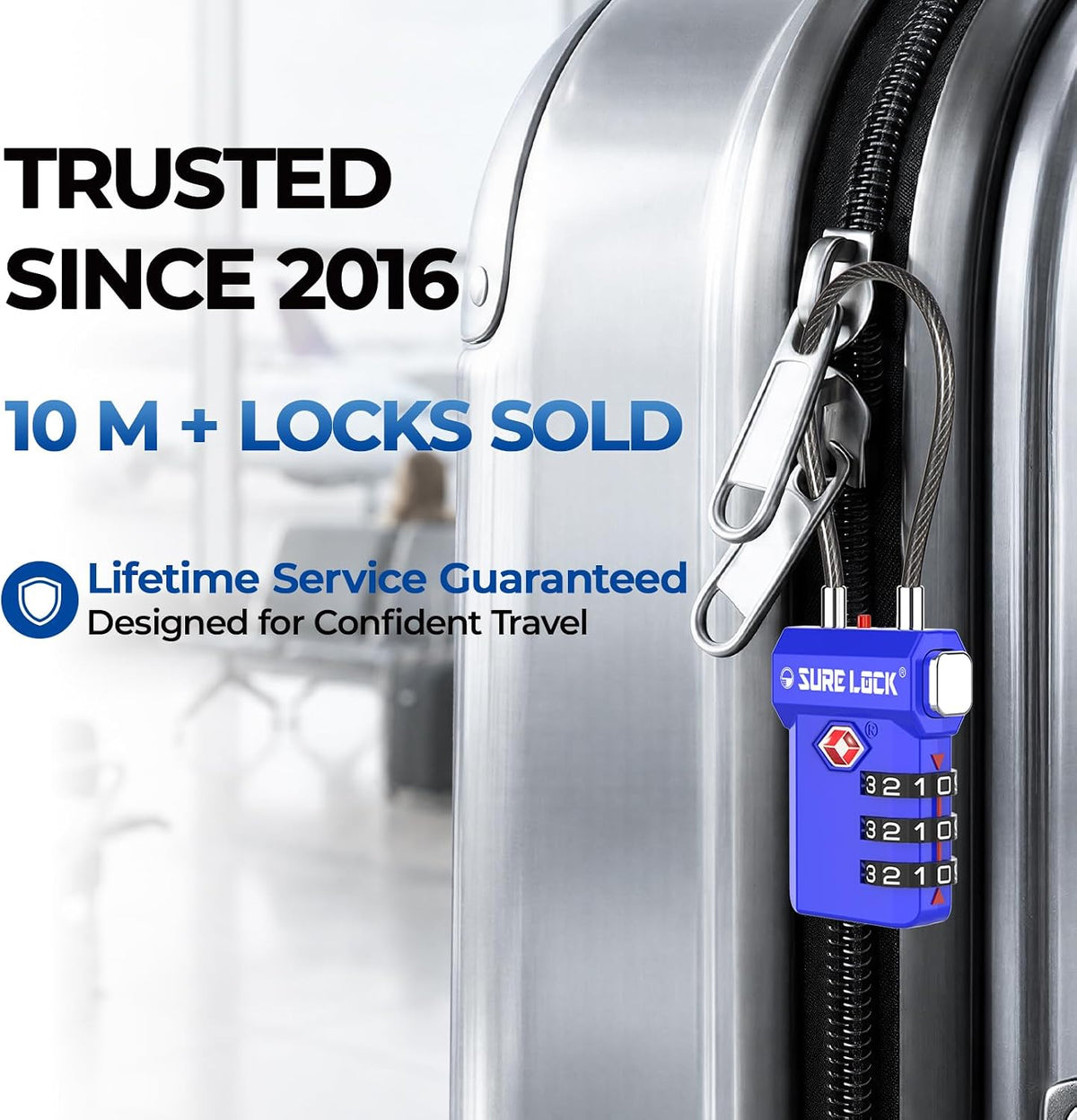 SURE LOCK 3 Digit TSA Approved Luggage Locks