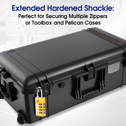 SURE LOCK TSA Approved 4-Digit Resettable Combination Luggage Locks with Open Alert, Easy-Read Dials - for Luggage, School Lockers, Gym, Office, Toolbox & Security Cases (Black)