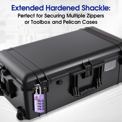 SURE LOCK TSA Approved 4-Digit Resettable Combination Luggage Locks with Open Alert, Easy-Read Dials - for Luggage, School Lockers, Gym, Office, Toolbox & Security Cases (Black)