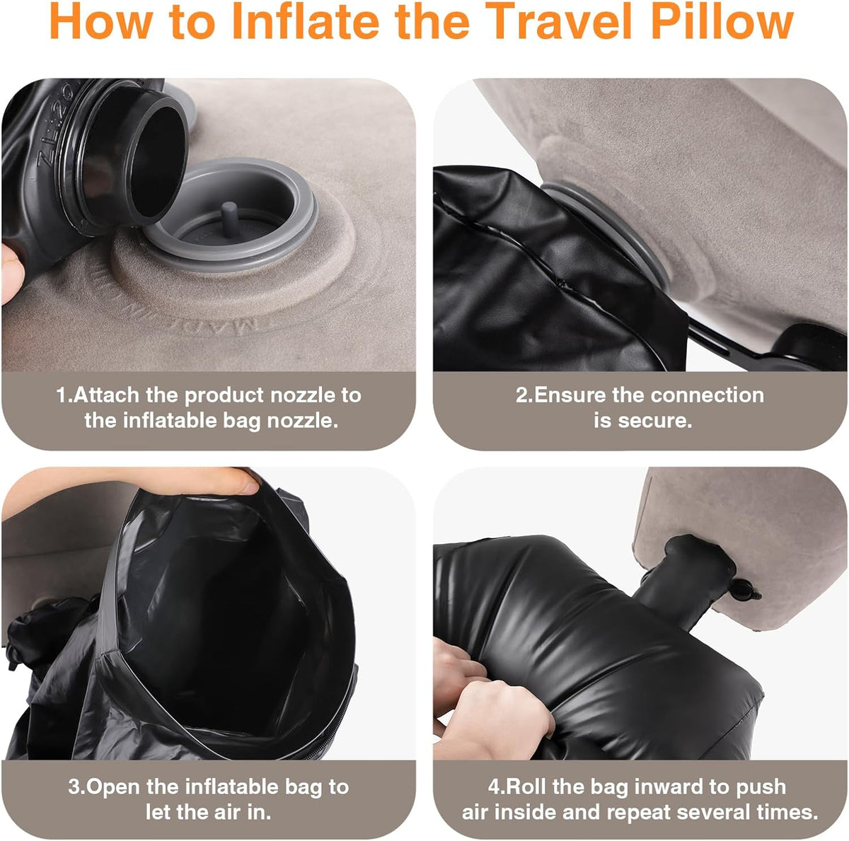 Inflatable Foot Rest Pillow for Travel,Kids Airplane Bed,Adjustable 3 Layers Height Leg Pillow of Air Travel Essentials,Car, Office, Home - Fast Inflation (Grey)