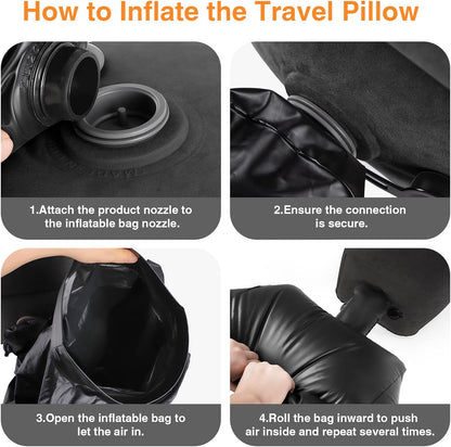 Inflatable Foot Rest Pillow for Travel,Kids Airplane Bed,Adjustable 3 Layers Height Leg Pillow of Air Travel Essentials,Car, Office, Home - Fast Inflation (Grey)