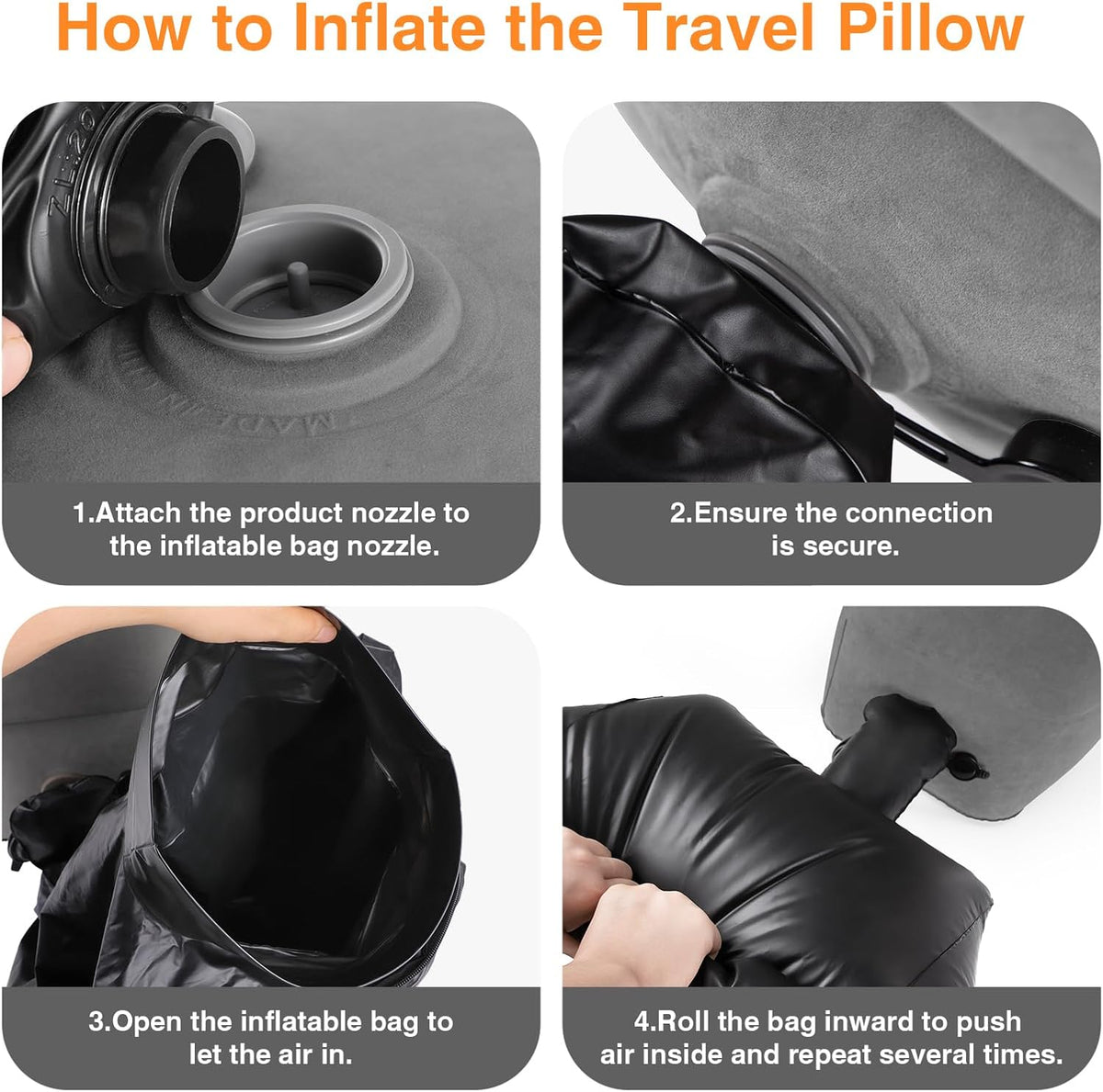 Inflatable Foot Rest Pillow for Travel,Kids Airplane Bed,Adjustable 3 Layers Height Leg Pillow of Air Travel Essentials,Car, Office, Home - Fast Inflation (Grey)