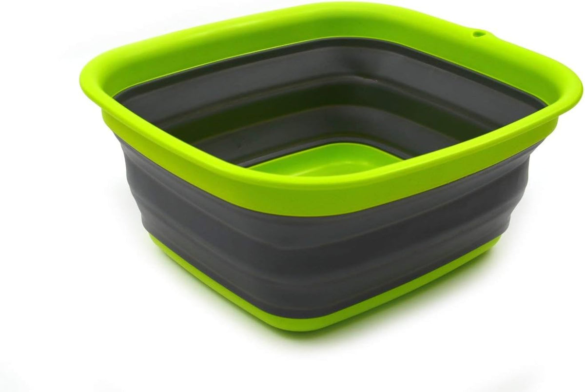 7.7L (2 Gallon) Collapsible Tub - Foldable Dish Tub - Portable Washing Basin - Space Saving Plastic Washtub (Grey, S)