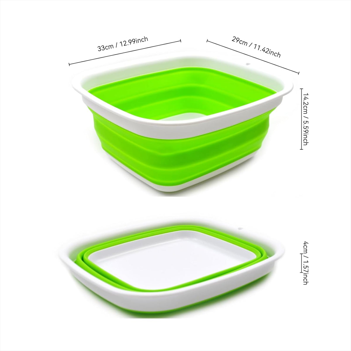 7.7L (2 Gallon) Collapsible Tub - Foldable Dish Tub - Portable Washing Basin - Space Saving Plastic Washtub (Grey, S)