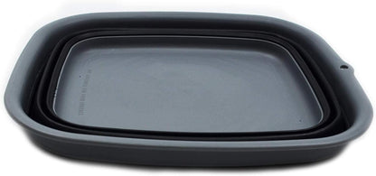 7.7L (2 Gallon) Collapsible Tub - Foldable Dish Tub - Portable Washing Basin - Space Saving Plastic Washtub (Grey, S)
