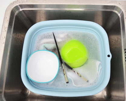 7.7L (2 Gallon) Collapsible Tub - Foldable Dish Tub - Portable Washing Basin - Space Saving Plastic Washtub (Grey, S)